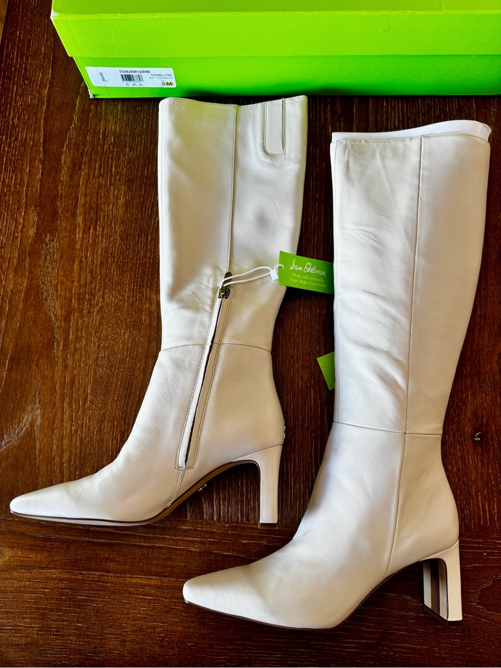 NIB Sam Edelman ivory leather Sylvia tall boots 8 - Picture 5 of 13